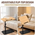 thumbnail image 3 of ZYNERY Table d'Appoint en Bois en Forme de C 30x45x45-80 cm, Hauteur Réglable avec Rotation à 360° et Plateau Rabattable, Petite Table à Café/collations pour Sofa/lit (Couleur Bois - Dessus Rabattable), 3 of 7