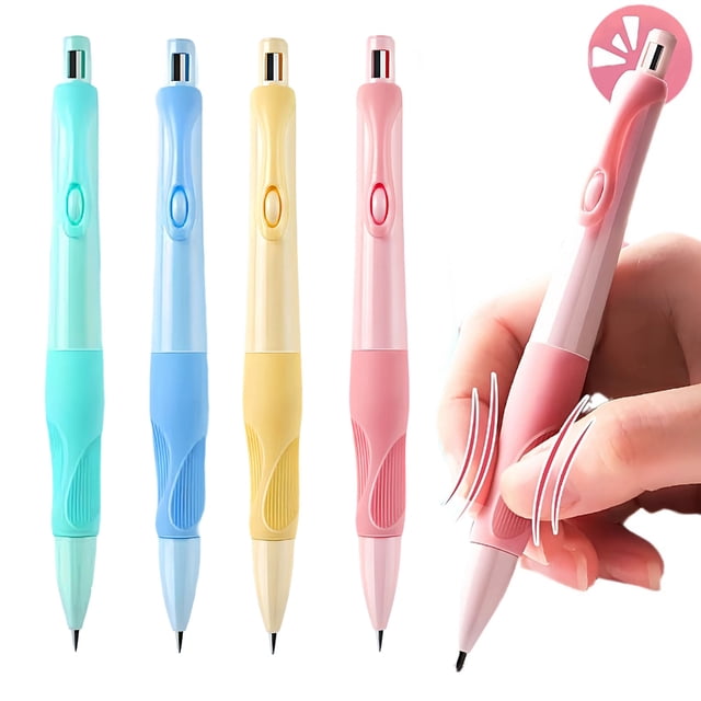 Bowayaoa Ergonomic Grip Pencil for Kids, 2.0mm Lead Mechanical Pencil with Finger Guide for Handwriting, Writing & Drawing, Elementary Students, Beginners, and Correct Pencil Grip Practice