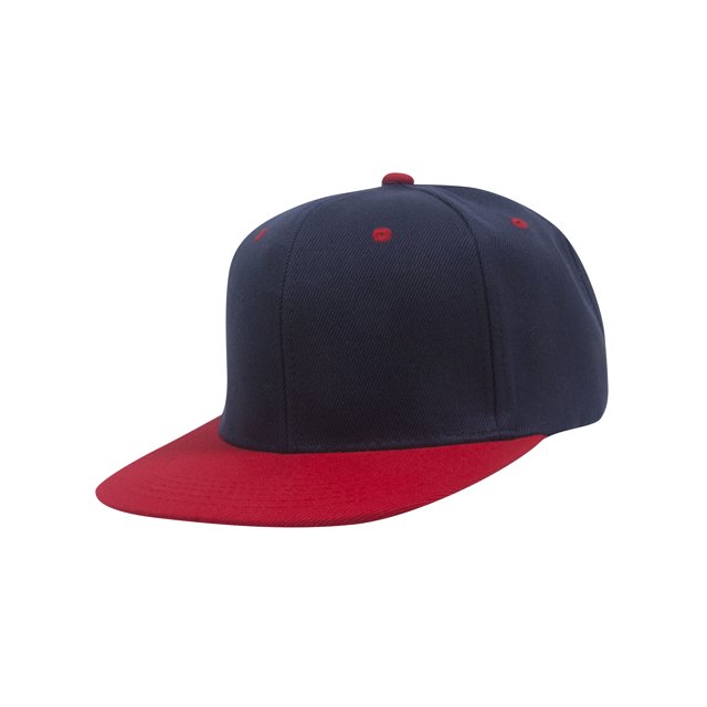 Top Headwear Flat Bill Adjustable Snapback Cap - Navy/Red