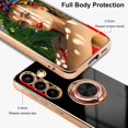 thumbnail image 4 of ORUYROP for Samsung Galaxy S24 Plus Case with Screen Protector, Built-in 360 Rotation Ring Holder Magnetic Stand, Luxury Shiny Plating Edge Shockproof Electroplated Protective Cover (Black/Gol, 4 of 6