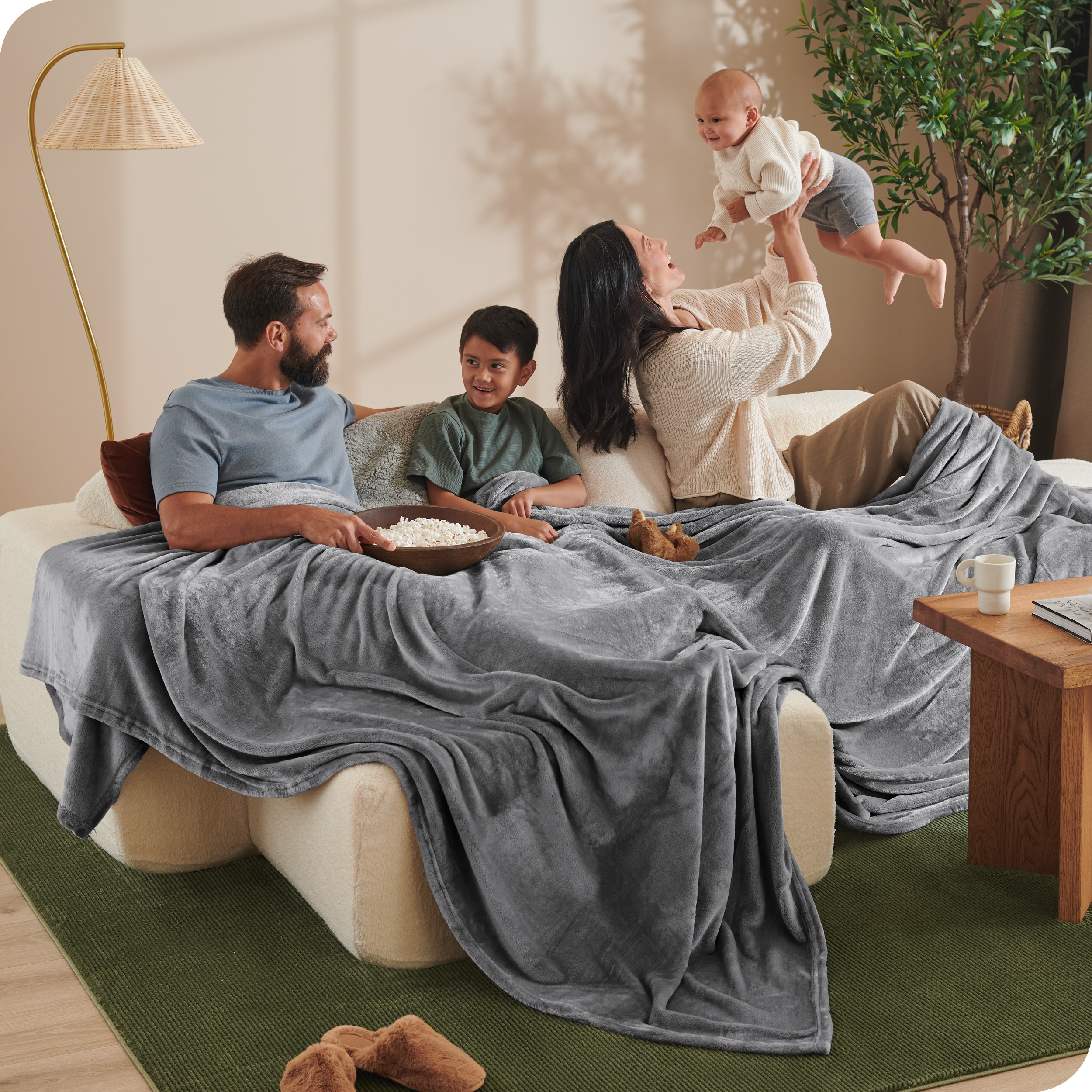 Bare Home Microplush Fleece Blanket - 300 GSM - Fuzzy Microfleece - Soft & Plush - Giant, Gray
