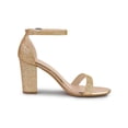 thumbnail image 3 of BLISSFUL STEP Women's Open Toe Ankle Strap Buckle Block Heels Glitter Sandals Gold 9, 3 of 8