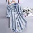 thumbnail image 2 of Femmes Manches Longues Bouton vers le Bas Chemises Décontractée Coupe Ample Tops V Cou Doux Chemisier Tunique, 2 of 6