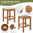 thumbnail image 4 of 5 Piece Outdoor Bar Set, Patio Acacia Wood Bar Height Table & Four Stools with Cushions, Wood Dining Bar Set for Backyard, Poolside, Balcony, Beige Cushion and Natural Wood, 4 of 5
