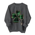 thumbnail image 1 of SDNall Chandail à Manches Longues pour Femmes, Imprimé Trèfle de la Saint-Patrick, Tunique Décontractée Ample à Col en V, 1 of 6