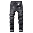 thumbnail image 1 of TIMIFIS Jeans pour Hommes Coupe Classique Régulière Jean en Coton Tendance Mode Micro Élastique Coupe Ajustée à Cordon Élastique Petite Jambe Droite-Blackfall, 1 of 1