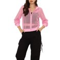 thumbnail image 1 of INSPIRE CHIC Veste à Poignets Côtelés pour Femmes Chandail à Capuchon Blouson Bomber en Maille TP Rose, 1 of 6