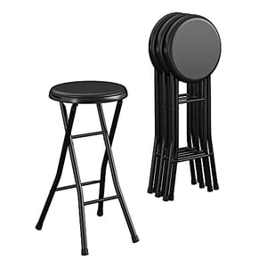 COSCO 24" Tabouret de pliage rembourré en vinyle, polyvalent, pour petits espaces, double bras, 4-Pack, noir