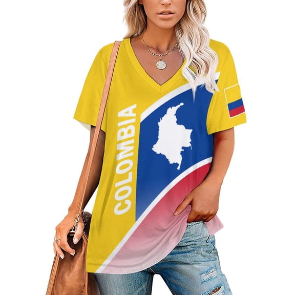 Chandail de Soccer pour Femmes Colombie 2026, Fans de Soccer, avec Drapeau de Nation, Chandail Aussi Personnalisé