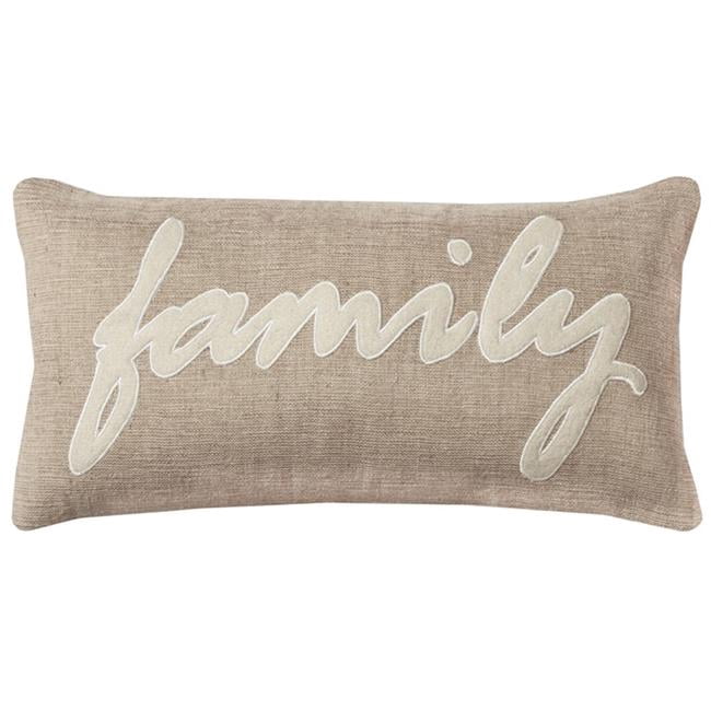 HomeRoots 403196 Tan & Naturel Famille Feutre Applique Toile de Jute Jeter Oreiller