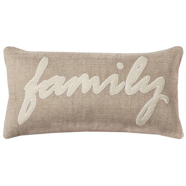 HomeRoots 403196 Tan & Naturel Famille Feutre Applique Toile de Jute Jeter Oreiller