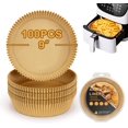 thumbnail image 1 of Air Fryer Disposable Paper Liners for Ninja AF101C, 9 Inch Parchment Paper Liners Round Liner Pads, Non-Stick Disposable Unbleached Baking Paper for Air Fryer, Baking Roasting Microwave (100PCS), 1 of 7