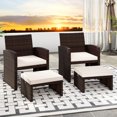 thumbnail image 4 of Costway 2 PCS Patio PE Rattan Ottomans Outdoor Footstool Footrest White, 4 of 9