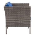 thumbnail image 4 of Fauteuil d'extérieur CorLiving Parksville en résine tressée, rotin et acier avec coussins, gris/bleu mélangé, 4 of 9