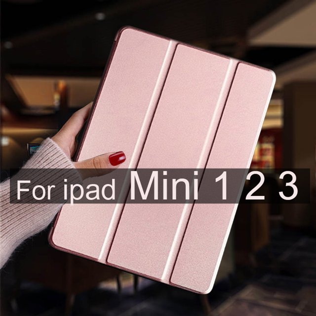 For ipad mini 5 4 3 2 1 Case Leather Stand Smart Tablet Cover Skin For iPad Mini 4 Case Mini 2 3 1 Mini 5 2019 Protective Shell Mini 123 Rose gold