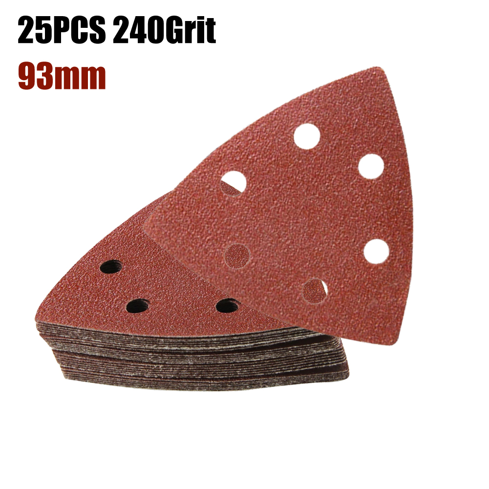 25pcs 93mm Sandpaper Hook & Loop Triangle Sanding Paper Grit 60 80 120 180 240