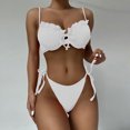 thumbnail image 1 of CEHVOM Women Bandage Steel Bracket Solid Ruffles Bikini Push-Up Padded Swimwear Swimsuit Beachwear Set, 1 of 8