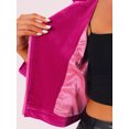 thumbnail image 5 of INSPIRE CHIC Women's Velvet Notched Lapel Zipper Cropped Motorcycle Jacket L Hot Pink, 5 of 5