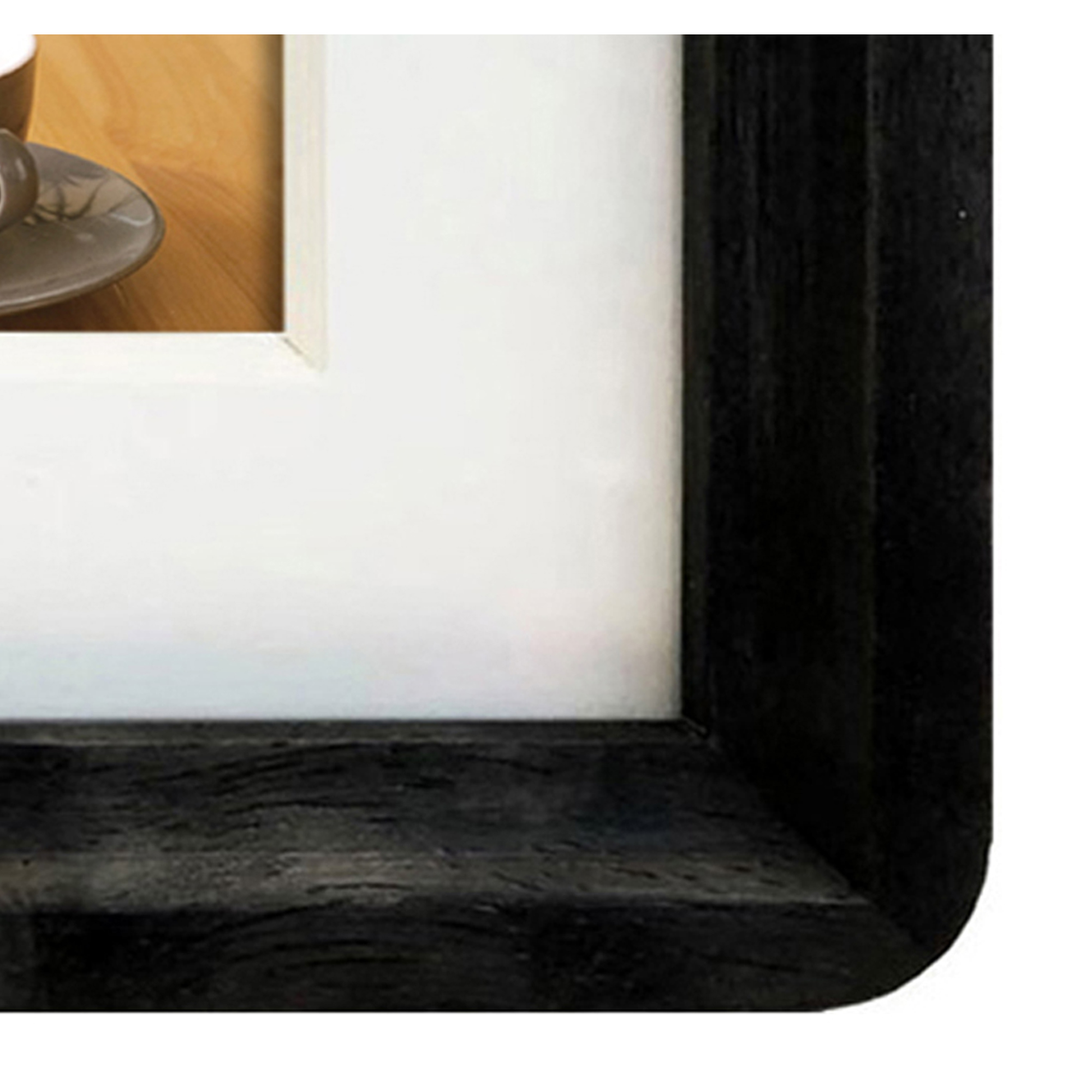 Cadre photo en bois à bords arrondis noir , 7x7po. Cadre décoratif pour table et mur