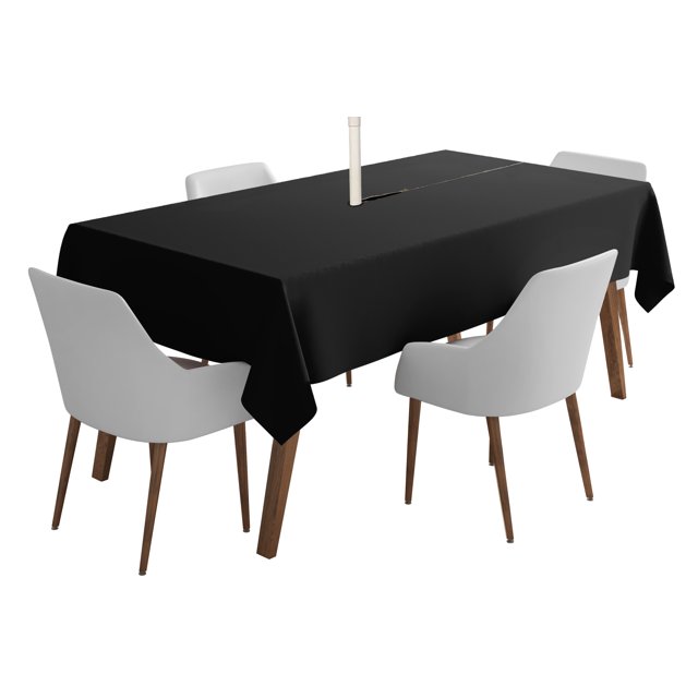 Vargottam Nappe Intérieure/Extérieure 58'' x 82'' Rectangulaire avec Trou de Parapluie & Zipper, Polyester Imperméable, Noir