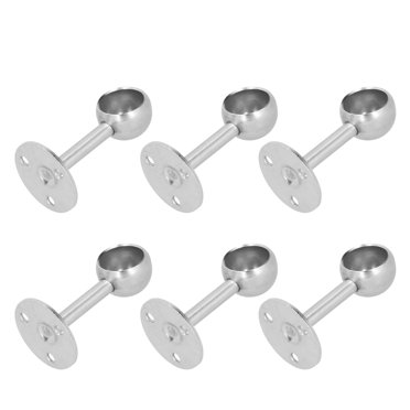 Lot de 6 Supports pour Tringle à Rideaux, Support de Poteau de Garde-Robe Étagère Support de Tuyau, Bride de Montage au Plafond en Acier Inoxydable Support de Tringle de Garde-Robe Douille