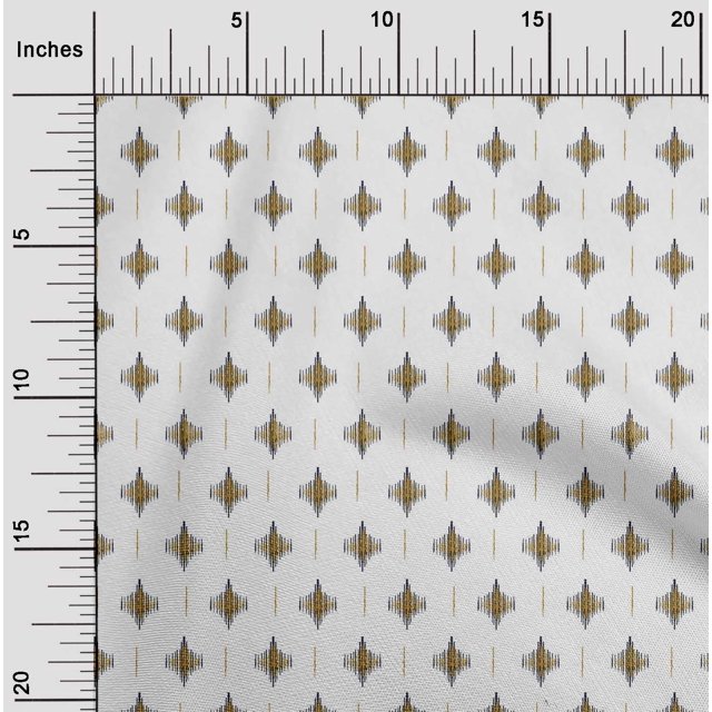 oneOone Cotton Poplin Fabric Geometric Line Ikat Printed Fabric 1 Yard 42 Inch Wide