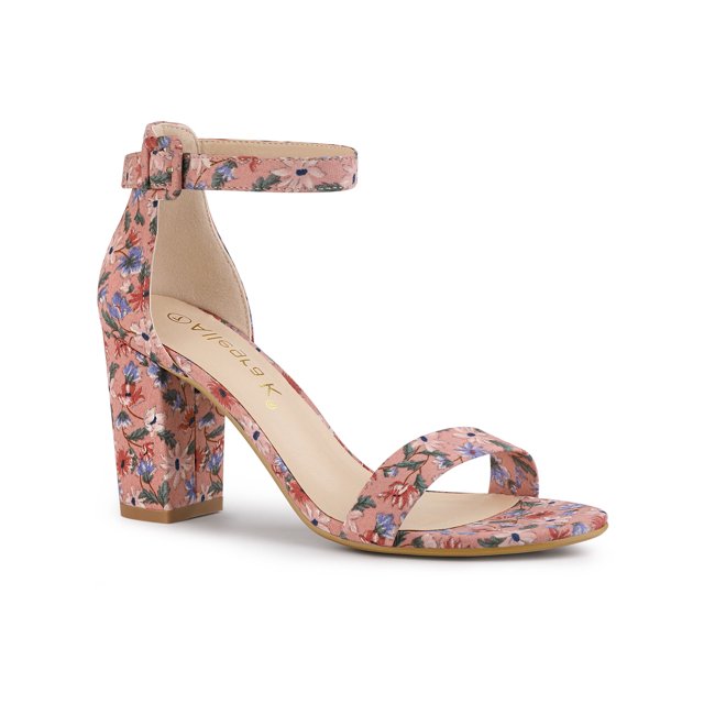 BLISSFUL STEP Women's Shoes Solid Color Open Toe Block High Heels Summer Sandals Pink Red 11