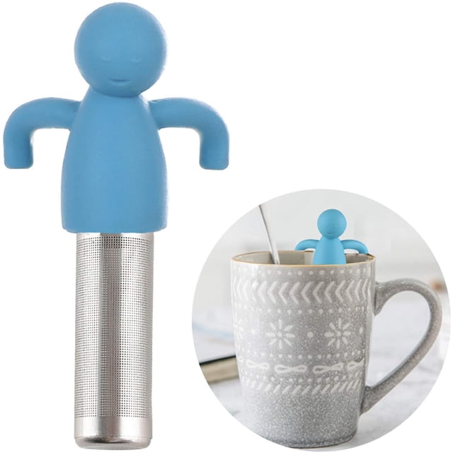 Tea Infuser for Loose Leaf Tea Cute Tea Strainer Ball Stainless Steel Extra Fine Mesh Tea Steeper Filter for Cup Mug Silicone Handle(Sky Blue)