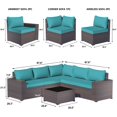 thumbnail image 2 of Kullavik 6 Pieces Patio Furniture Sets All Weather Outdoor Sectional Sofa Manual Weaving Wicker Rattan Patio Conversation Set with Cushion and Glass Table (Blue), 2 of 7