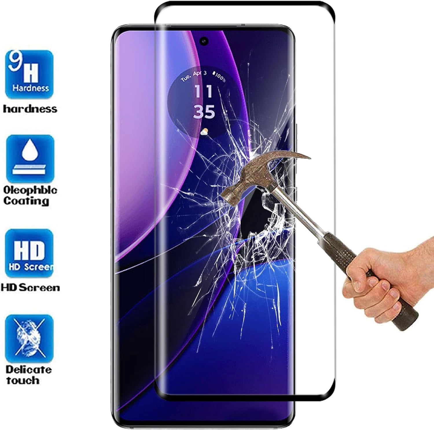 [PST] Motorola Moto Edge (2023) Full Cover Screen Protector, Full Coverage Tempered Glass Screen Protector with Case Friendly & Bubble Free