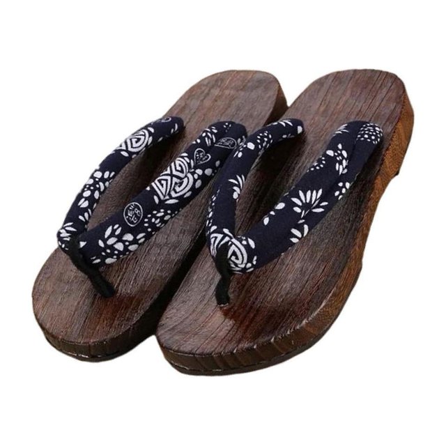 maskred Sabots Japonais Pantoufles Geta Sandales Tongs pour Hommes Femmes à la Mode et Polyvalents Bleu Rond Taille 41 1Ensemble