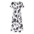 thumbnail image 4 of YUNAFT Robes pour Femmes Liquidation Robes d'Été Décontractées pour Femmes Col Rond Manches Courtes Fermeture Éclair Pliantes à Imprimé Floral Soldes, 4 of 8