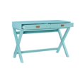 thumbnail image 3 of Linon Peggy Two Drawer Writing Desk with X Frame in Blue Painted Wood, 3 of 14