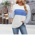 thumbnail image 4 of Amzcrzy Chandail en Molleton Femme Col Rond Manches Longues T-Shirts Décontractés Tunique à Rayures Blocs de Couleur Basiques, 4 of 9