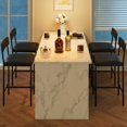 thumbnail image 1 of Bar Stools Set of 4, Kitchen Bar Stools with Footrest, PU Upholstered Counter Height Barstools, Bar Chairs with Back for Kitchen Island, Apartment, Counter Bar, Easy Assembly, Rustic Black, 1 of 6