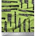 thumbnail image 1 of Soimoi Green polyester Crepe Fabric Text & Knife Kitchen Printed Fabric 1 Yard 42 Inch Wide, 1 of 3