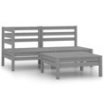 thumbnail image 1 of vidaXL 3 Piece Garden Lounge Set Solid Pinewood Grey, 1 of 5