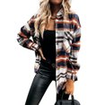 thumbnail image 1 of Women's Oversized Plaid Button Down Shirt Shacket Jacket Long Sleeve Casual Fall Outwear with Pockets, 1 of 4