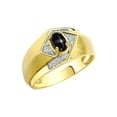 thumbnail image 3 of RYLOS Mens Rings Yellow Gold Plated Silver Ring 6X4MM Oval Shape Gemstone & Diamond Ring Black Star Sapphire Birthstone Rings For Man Silver Rings, Size 11, 3 of 7