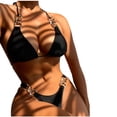 thumbnail image 2 of EGNMCR Bikini Set Women's High Waist Chain Bikini Split Swimsuit With Chest Cushion, 2 of 5