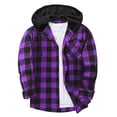 thumbnail image 1 of aohooy Flannel Mens Jacket - Trendy Casual Button Down Plaid Long Sleeve Fall Jackets Shacket with Pockets Purple,L, 1 of 5