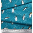 thumbnail image 3 of Soimoi Green Poly Georgette Fabric Penguin Ocean Decor Fabric Printed Yard 52 Inch Wide, 3 of 3