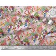 thumbnail image 2 of Soimoi Polyester Crepe Fabric Birds,Leaves & Lily Floral Print Sewing Fabric Yard 52 Inch Wide, 2 of 3