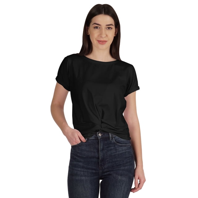 Inkmeso T-shirt Court d'Été à Nœud Torsadé à l'Avant pour Femmes à Manches Courtes