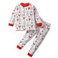 thumbnail image 1 of GDREDA Ensembles Garçon Tout-Petit Garçons Tout-Petits Enfants Mignons Pyjamas à Manches Longues T-Shirt Imprimé Hauts et Pantalons 2 Pcs Enfant Ensemble&Tenues Rouge,3-4 Ans, 1 of 3