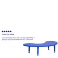 thumbnail image 3 of Flash Furniture 35''W x 65''L Half-Moon Blue Plastic Height Adjustable Activity Table, 3 of 5