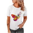 thumbnail image 4 of T-shirts Graphiques pour Femmes Décontractés à Imprimé Papillon, Manches Courtes, T-Shirts d'Été à Col Rond, Coupe Ample, Chandails Tee pour Jeans, 4 of 6