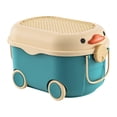 thumbnail image 3 of veasfak Cartoon Duck Shape Toy Storage Box with Wheels Storage Bin Portable Baby Clothes Blue Middle, 3 of 9