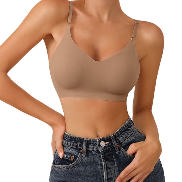 Kcodviy Womens Comfort Lightly Lined Compression Sports Bra Seamless Wireless Triangle Bralette Plus Size Bra