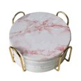 thumbnail image 1 of 6 Pcs de sous-Verres en Marbre Rose Mignons avec Support, sous-Verres en Céramique Absorbants, sous-Verres Ronds pour Thé, sous-Verres Modernes pour Table, sous-Verres pour Boissons, 1 of 5
